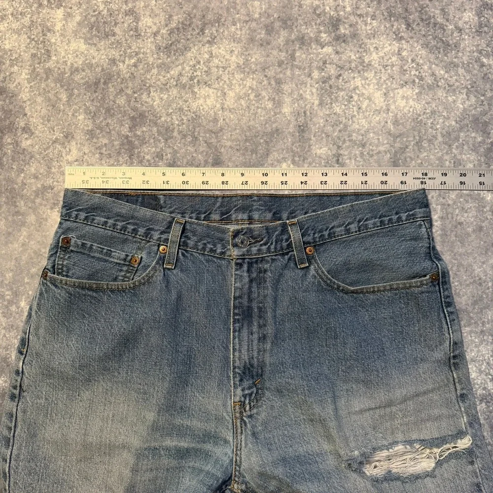 Levis‎ 505 Mens Distressed Denim Jean Shorts Blue Size 36 Regular Fit Jorts